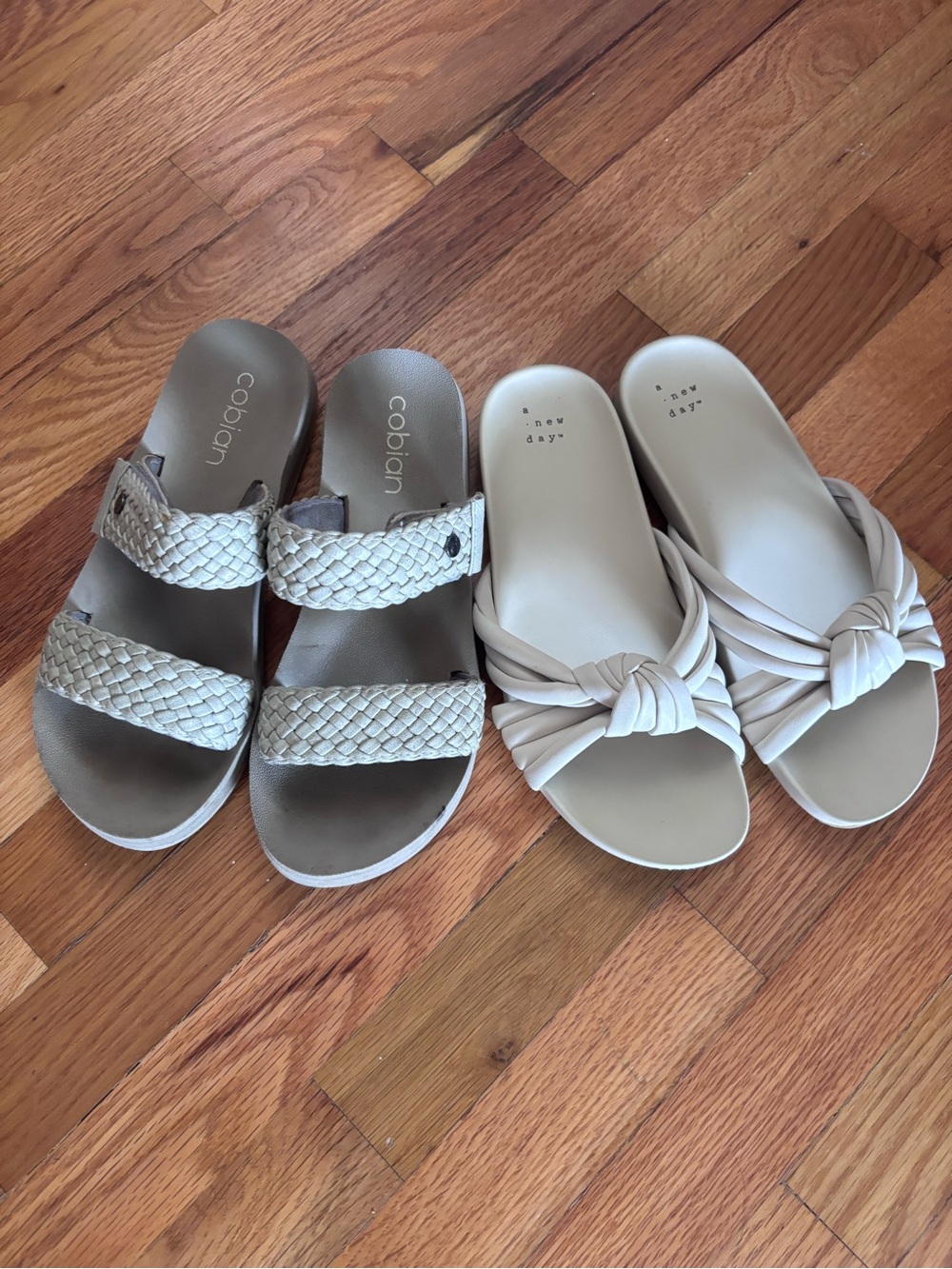 Cobian Women's Cream Braided & Knotted Slide and A New Day Sandal Duo